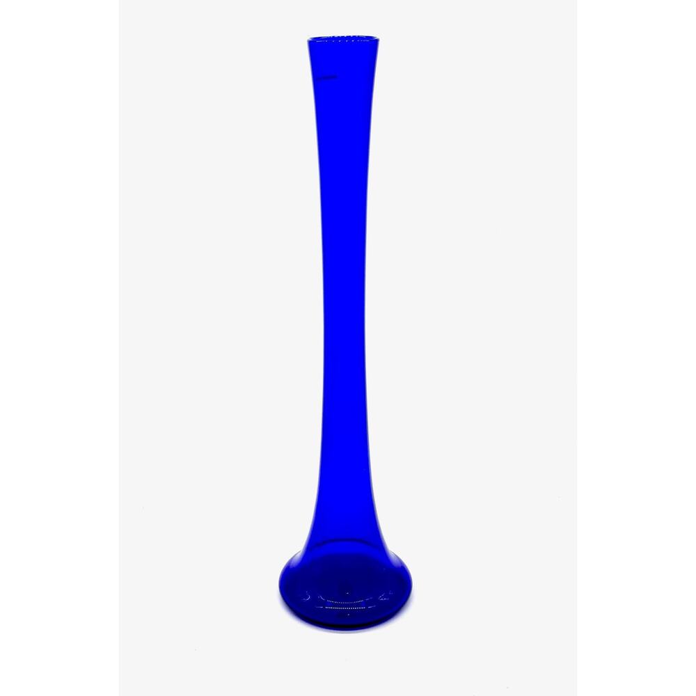 Tall Czech Cobalt Blue Glass Vase w Flared Pedistal Base - 23.5"H